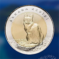 Монета "Турецкая Ангора" 1 куруш 2015 г. (Турция)