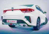 Задний бампер "Kudos" с отверстиями под выхлоп (АБС-пластик) для Kia Rio 2020-...