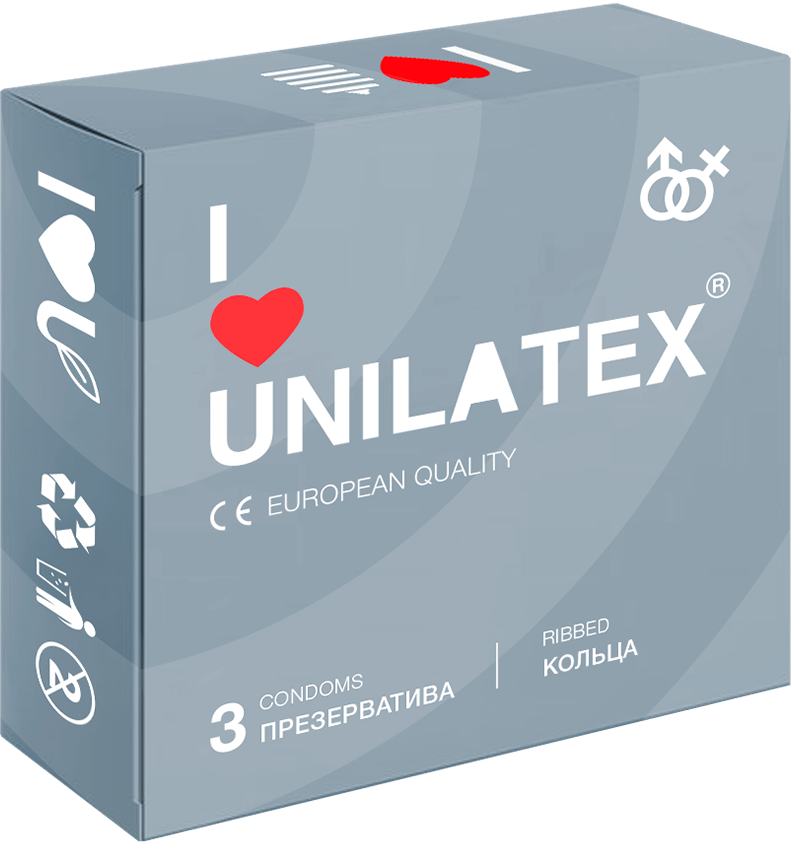 Презервативы ребристые Unilatex Ribbed 3 шт  3018Un