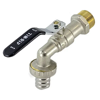 Кран шаровой водоразборный латунь со штуцером Ду 15 (1/2") Ру16 наруж./штуцер рычаг никель ТИМ