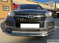 Защита переднего бампера двойная Папа Тюнинг d60/42 для Chery Tiggo 4 Pro 2022-