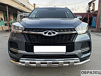 Защита переднего бампера двойная с перемычками Папа Тюнинг d60/42 для Chery Tiggo 4 Pro 2022-