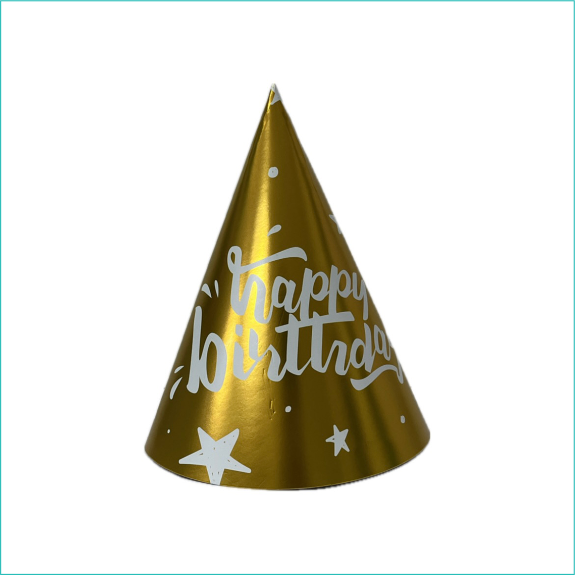Колпак для праздника "Happy Birthday" (Золотой), фото 1