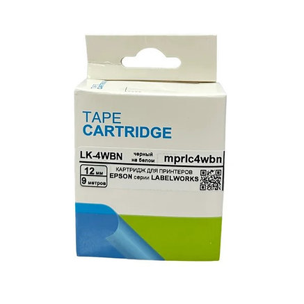 Картридж (LK-4WBN) для Epson LabelWorks LW-300,LW-400 (лента), черный на белом, фото 3