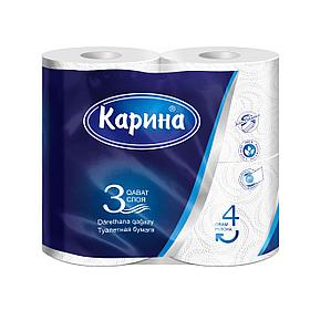 Туалетная бумага "Карина" 3-х слойная, 4 шт