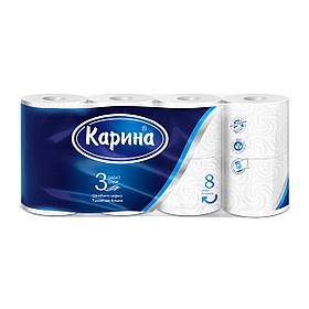 Туалетная бумага "Карина" 3-х слойная, 8 шт