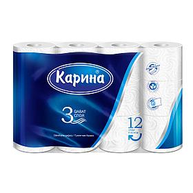 Туалетная бумага "Карина" 3-х слойная, 12 шт