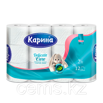 Туалетная бумага "Карина" Delicate Care, 2-х слойная, 12 шт, фото 1