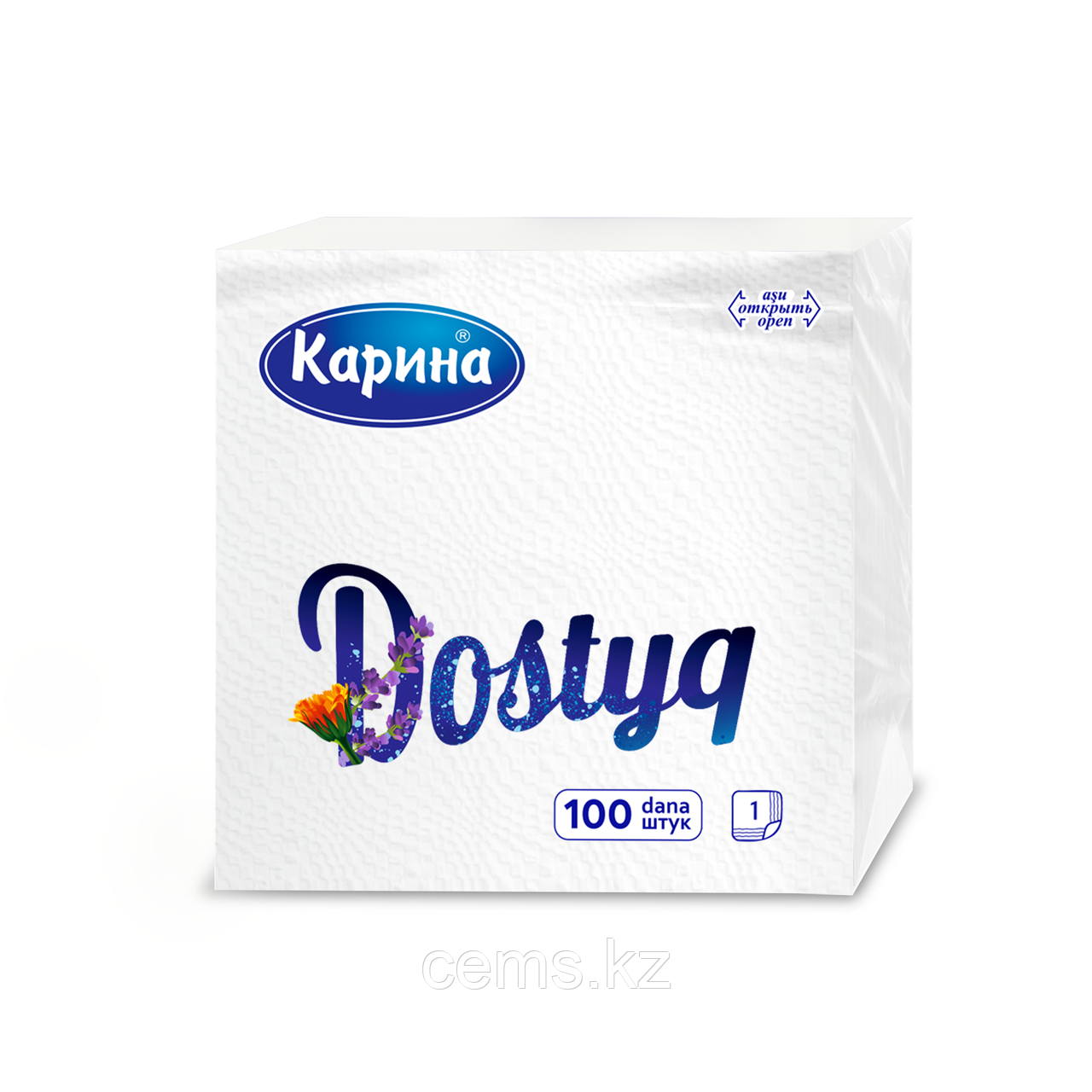 Салфетки бумажные Карина "Dostyq" 100 шт