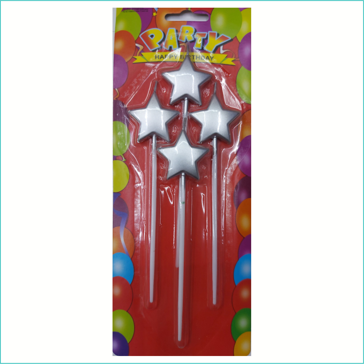 Набор свечей для торта "Звездочки" (серебро)