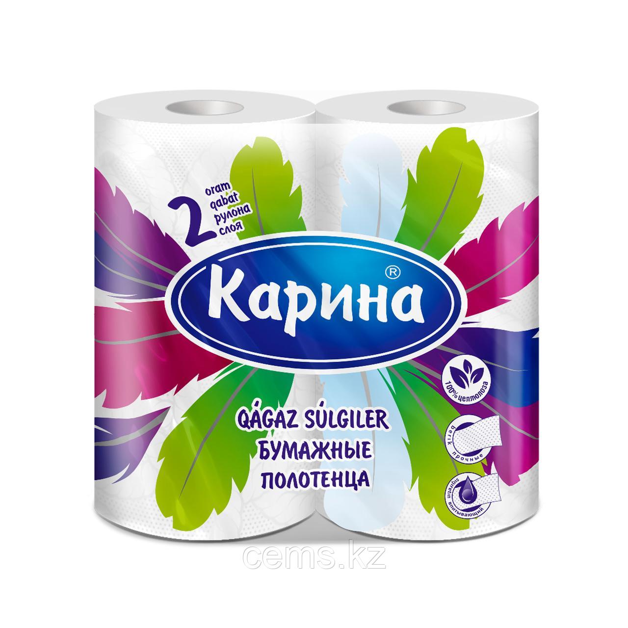 Бумажные полотенца Карина 2 рулона (перья)