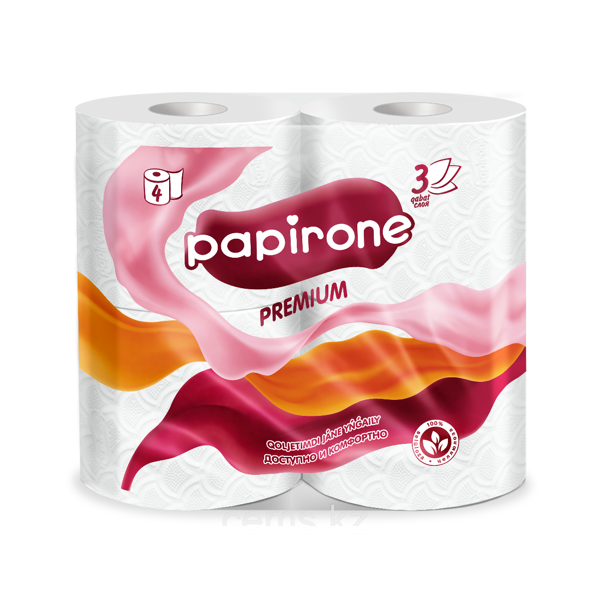Туалетная бумага "Papirone" (Premium), 4 рулона