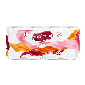 Туалетная бумага "Papirone" (Premium), 8 рулонов