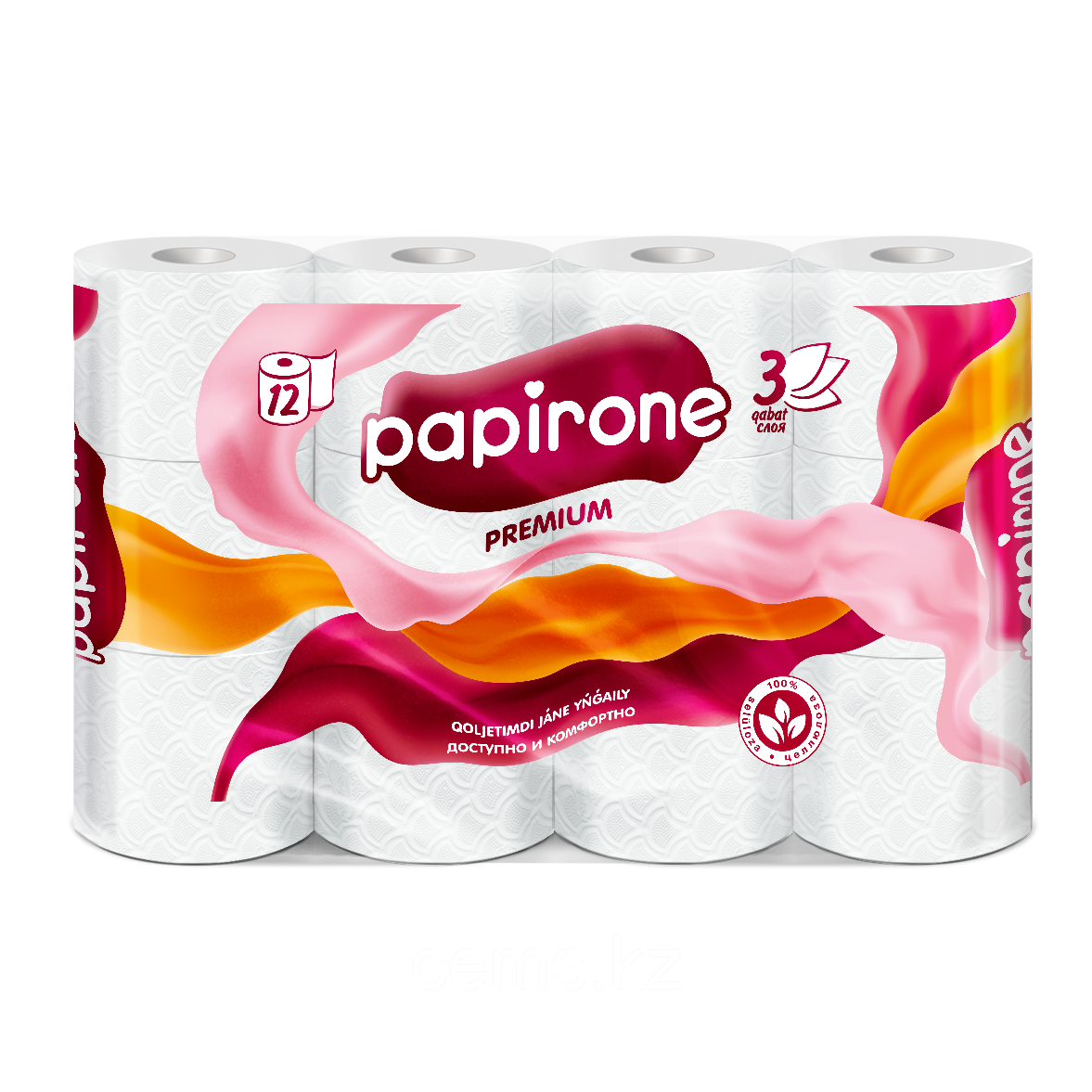 Туалетная бумага "Papirone" (Premium), 12 рулонов