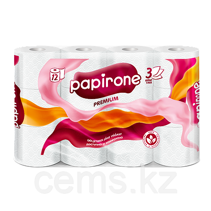 Туалетная бумага "Papirone" (Premium), 12 рулонов, фото 1