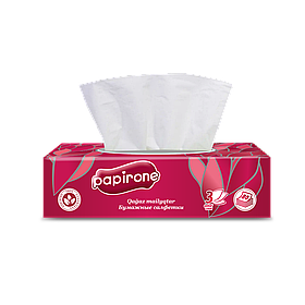 Салфетки в коробке Papirone 200*200, 3 слоя, 80шт, бордо