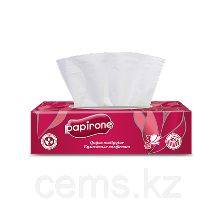 Салфетки в коробке Papirone 200*200, 3 слоя, 80шт, бордо, фото 1