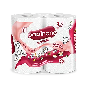 Бумажные полотенца "Papirone" (Premium) 2 рулона