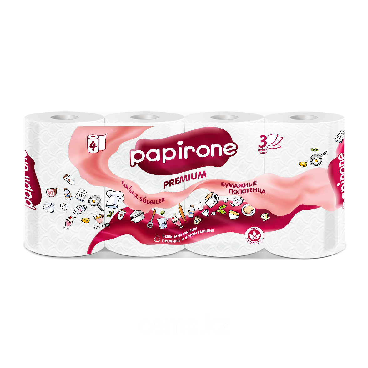 Бумажные полотенца "Papirone" (Premium) 4 рулона