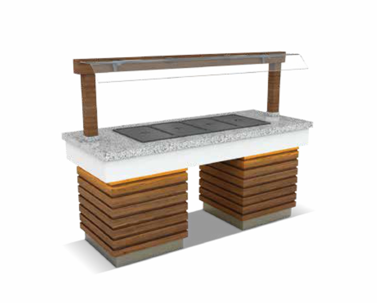 Буфет  горячий с Bainmarie c  мраморной столешней Magrex с подсветкой Efec EMPERO