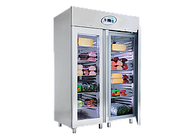 Вертикальная морозильная камера моноблок 2 стеклянные двери Frenox