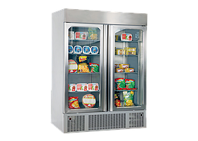 Вертикальная морозильная камера с дверным дисплеем 2 стеклянные двери Frenox