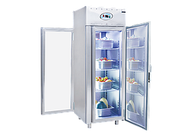 Вертикальный холодильник открывание с двух сторон  СТЕКЛЯННЫЕ ДВЕРИ FRENOX