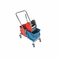 Хромовая двухведерная тележка с отжимом