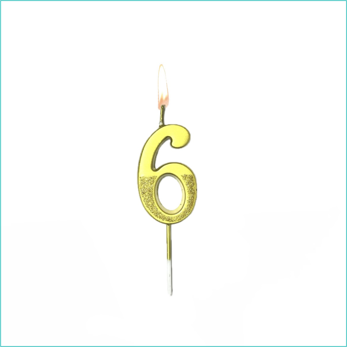 Свеча-цифра на торт "6" (золото с напылением)