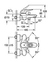 Смеситель для ванны GROHE Eurostyle с затворным клапаном, хром, фото 3