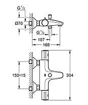 Смеситель с термостатом для ванны GROHE Grohtherm 800, хром, фото 3