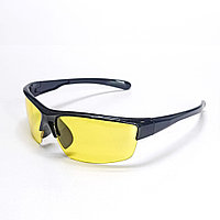 Солнцезащитные очки черные полуободковые с желтыми лизами