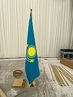 Флаг РК атлас и габардин с бахромой, 1х2 м