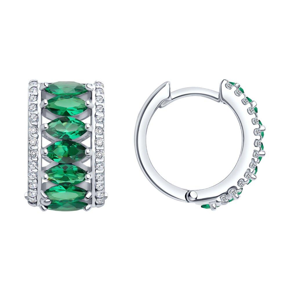 Серьги из серебра с ситаллами и фианитами 94-320-02192-2 вставка, фото 1