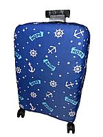 Чехол на средний дорожный чемодан на 4-х колёсах. Высота 62 (без колёс) см, ширина 42 см, глубина 25 см.