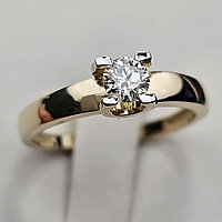 Золотое кольцо 18р с бриллиантом 0.30Ct ,I1/G Good