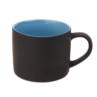 Кружка YASNA с покрытием SOFT-TOUCH, черный с голубым, 310 мл, фарфор ,   23506/22