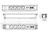 Shelbi SDO4-MULT10-B Настольный блок, 4 розетки 220B, 1 USB, 1 Type-C, RJ45-2, чёрный, фото 3