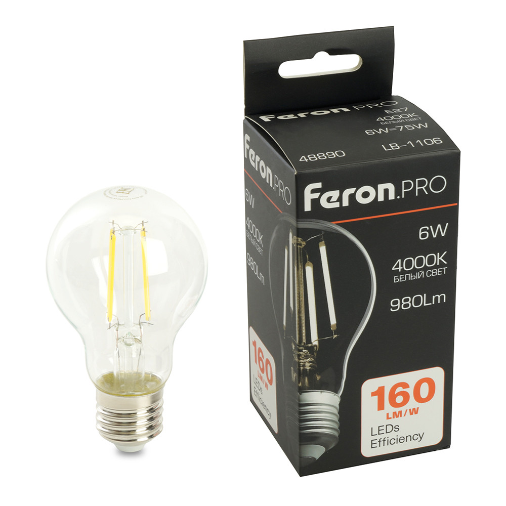 Лампа светодиодная Feron. PRO LB-1106 Шар E27 980LM 6W 175-265V 4000K