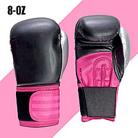 Боксерские перчатки 8-OZ черные с розовым принтом