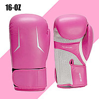 Боксерские перчатки 16-OZ розовые с серебристым принтом
