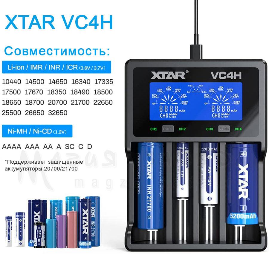 Интеллектуальное зарядное устройство XTAR VC4H