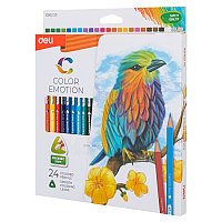 Карандаши цветные Deli "Color Emotion", 24 цвета, картон