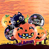 Воздушные шары на Хэллоуин с котом в количестве 5 штук