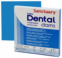 Платки коффердама Dental dam Sanctuary, medium, blue, размер 6х6, латекс, 36 штук astom.kz