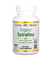 California Gold Nutrition Органическая спирулина, сертификат USDA Organic, 500 мг, 240 таблеток