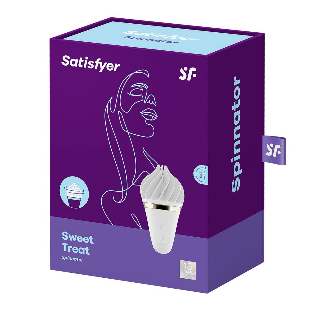 Стимулятор для клитора с вращающимися лепестками "Satisfyer Layons Sweet Treat", 10.0 х 4.0 см (белы