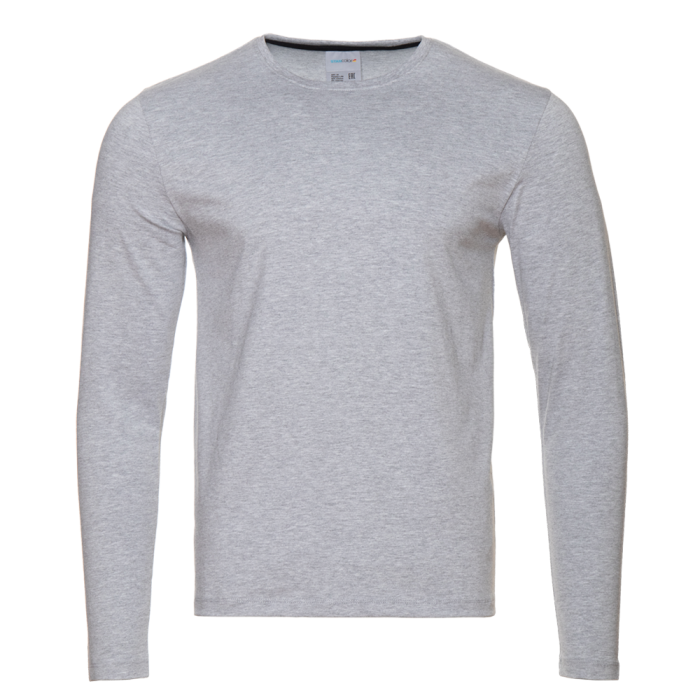 Футболка унисекс с длинным рукавом STAN хлопок/эластан 180, 35, Серый меланж,  (50/60)  (48/M)