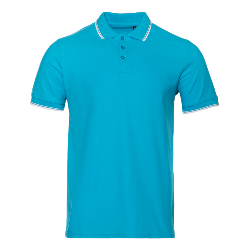 Рубашка поло мужская STAN с окантовкой хлопок/полиэстер 185, 04T, Бирюзовый,  (32)  (46/S)