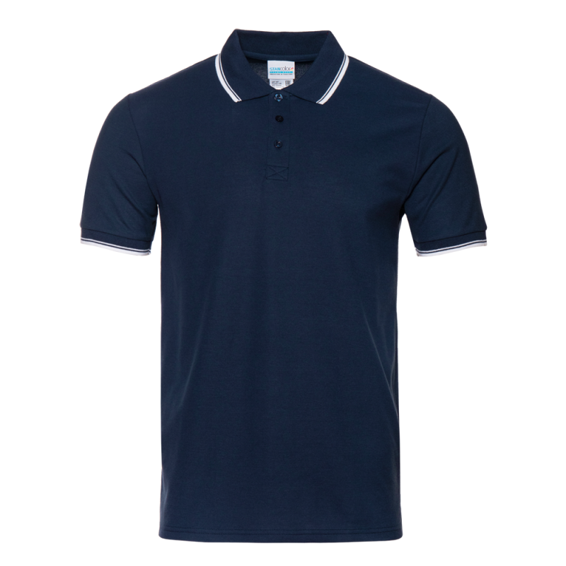 Рубашка поло мужская STAN с окантовкой хлопок/полиэстер 185, 04T, Тёмно-синий,  (46)  (60-62/5XL)